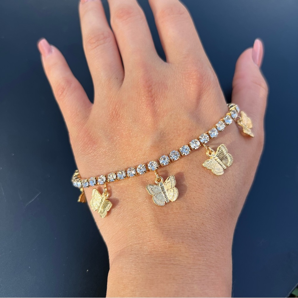 Butterfly Charm Bracelet with Gold Accents